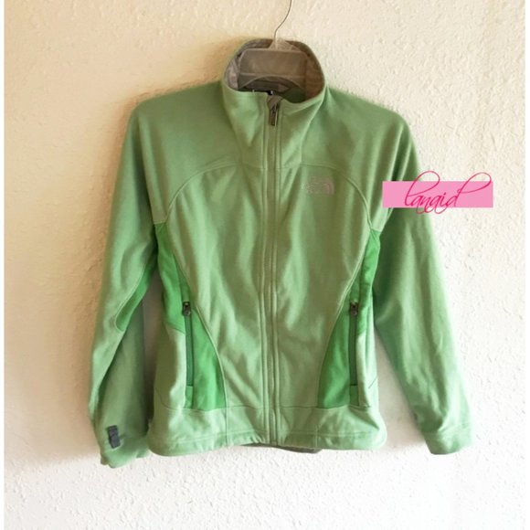 The North Face TKA 100 Full Zip Fleece Jacket Lime Green Fuzzy Teddy Warm Coat - Picture 1 of 8